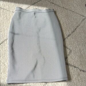 Topshop Gray Ribbed Pencil Skirt Knee-Length